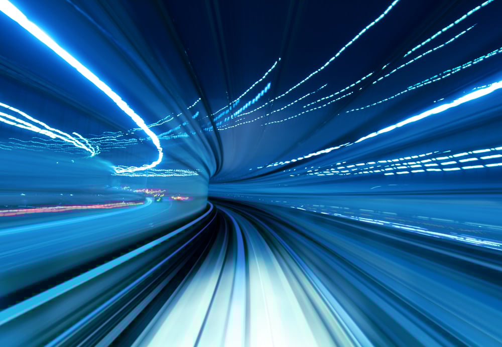 Train moving fast in tunnel Train moving fast in tunnel